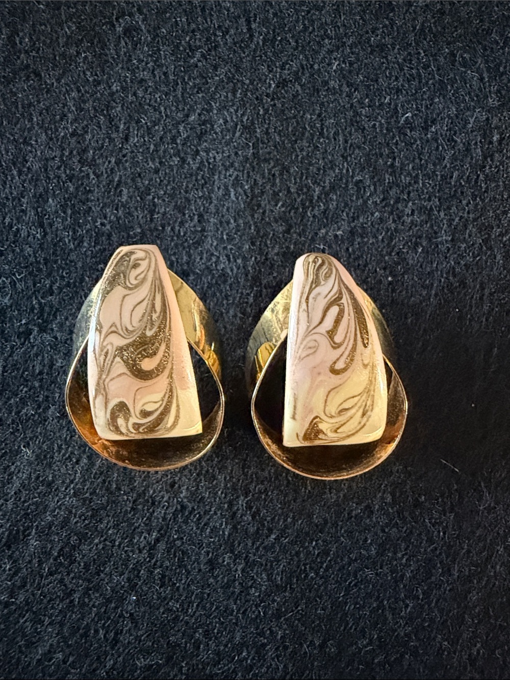Vintage Enamel Gold Tone Hoop Earrings